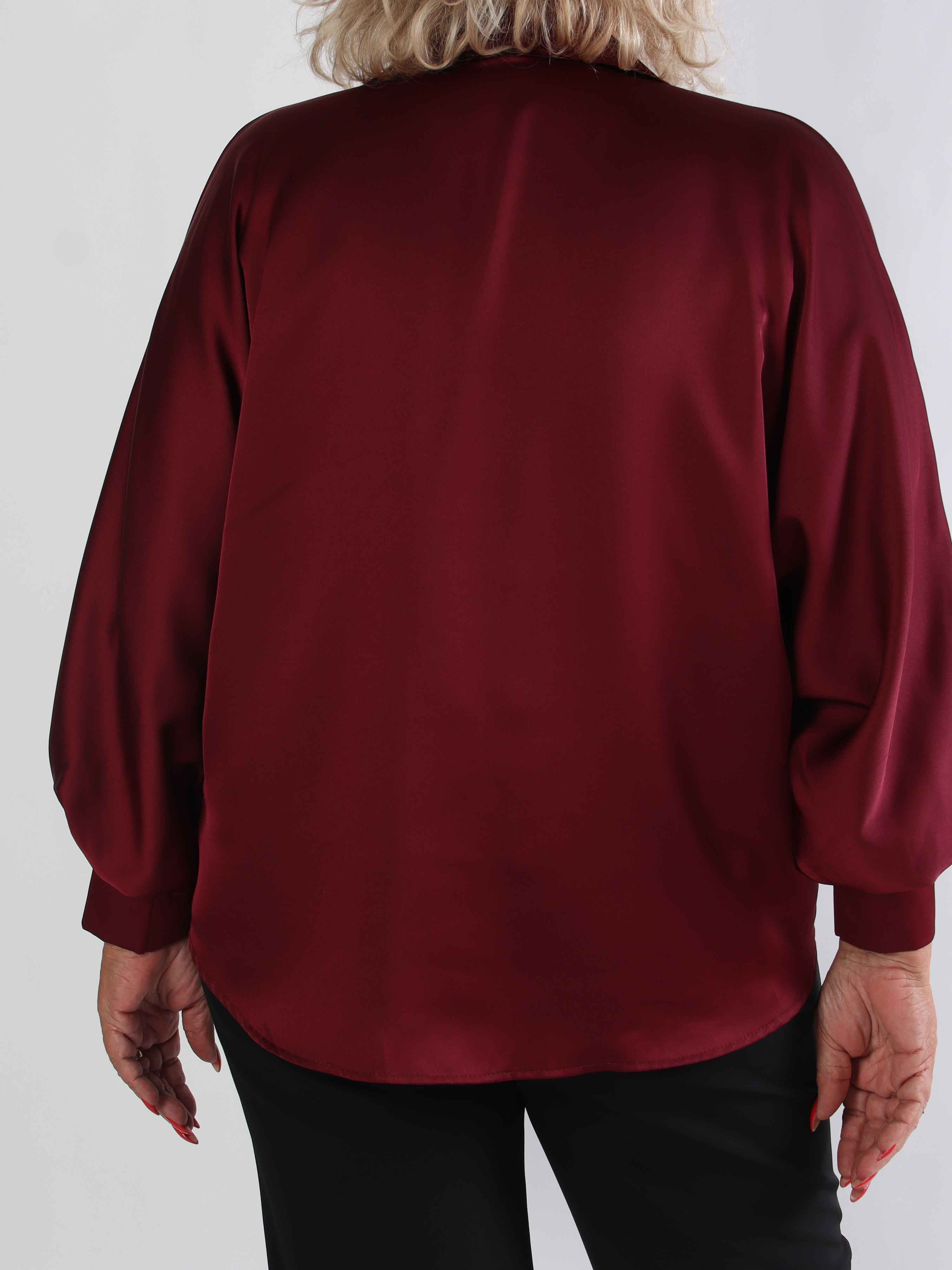 Feliciti - Glansig plus size skjorta med fladdermusärmar